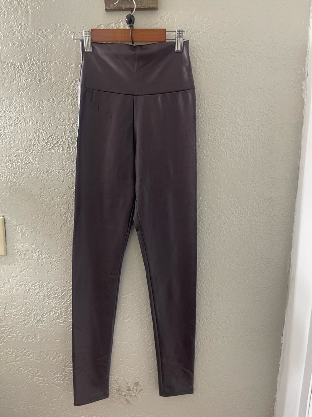 NWT Image nation Women’s High-Waist Faux Leather Leggings - Dark Brown Small